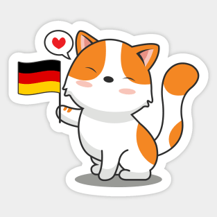 Cute Cat Holding Germany Flag Sticker